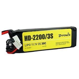 D-Power HD-2200 3S Lipo (11,1V) 30C - T-Stecker