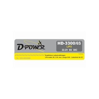 D-Power HD-3300 6S Lipo (22,2V) 30C - T-Stecker